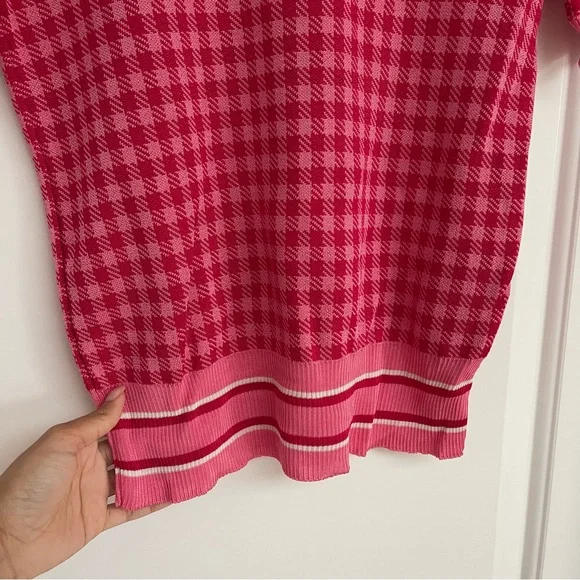 zara checkered pink knit shirt - Picture 2 of 7